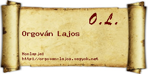 Orgován Lajos névjegykártya