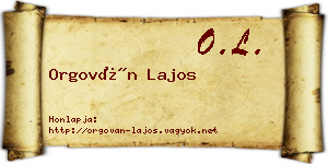 Orgován Lajos névjegykártya